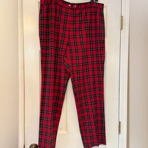Jones New York Red and Black Plaid Women's Straight Leg Pants